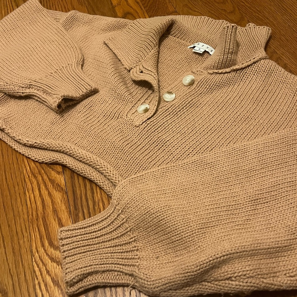 Cozy Baggy Cropped Button Down Sweater Small